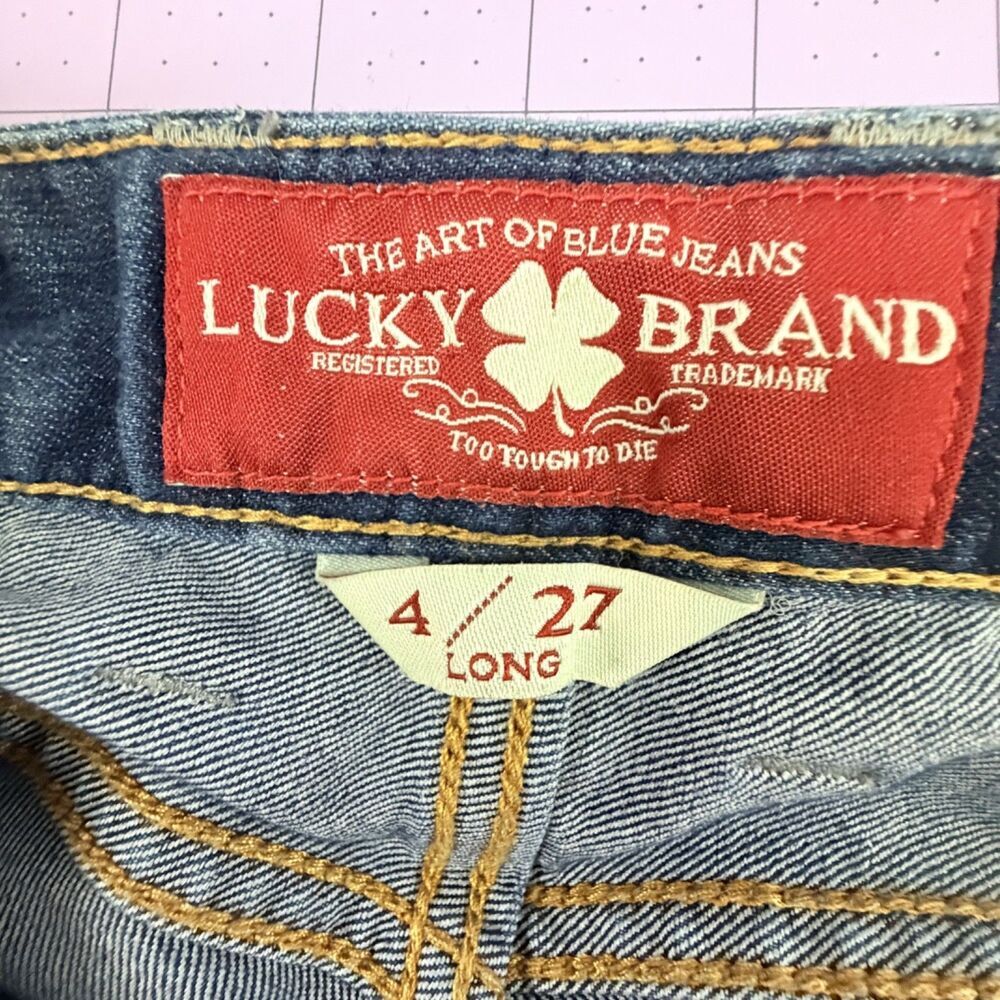 lucky brand lola low rise bootcut jeans y2k boho western vintage wash sz 4 long - Picture 5 of 11